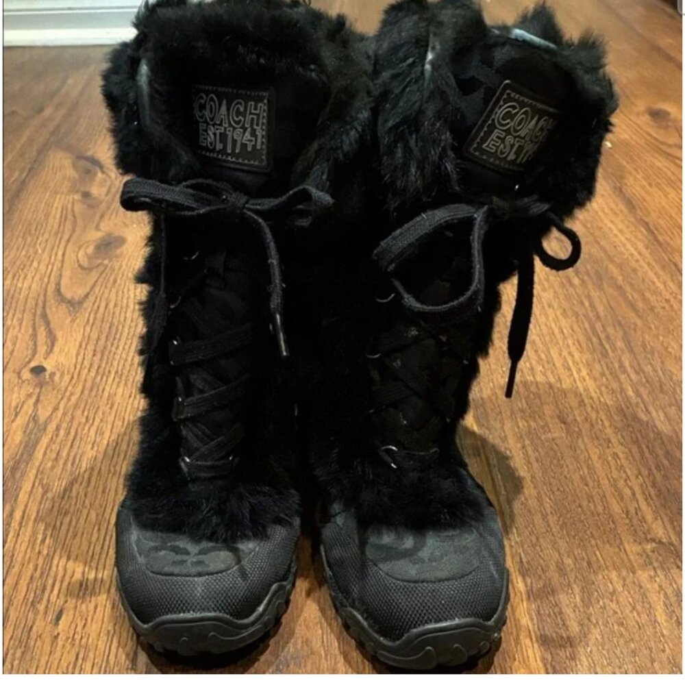 Coach poppy fur boots